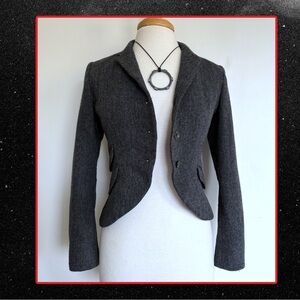 Rag & Bone Dark Gray Herringbone 100% Wool Blazer
